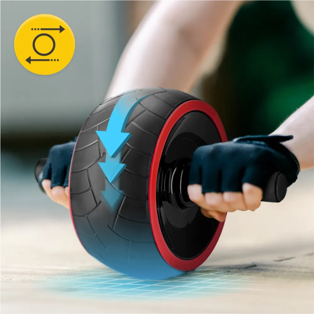 KÓŁKO DO ĆWICZEŃ MIĘŚNI BRZUCHA AB WHEEL XL CZARNO -CZERWONE
