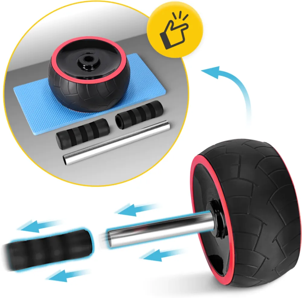 KÓŁKO DO ĆWICZEŃ MIĘŚNI BRZUCHA AB WHEEL XL CZARNO -CZERWONE