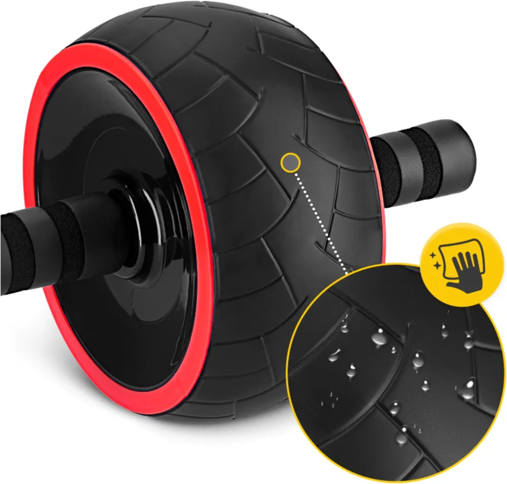 KÓŁKO DO ĆWICZEŃ MIĘŚNI BRZUCHA AB WHEEL XL CZARNO -CZERWONE