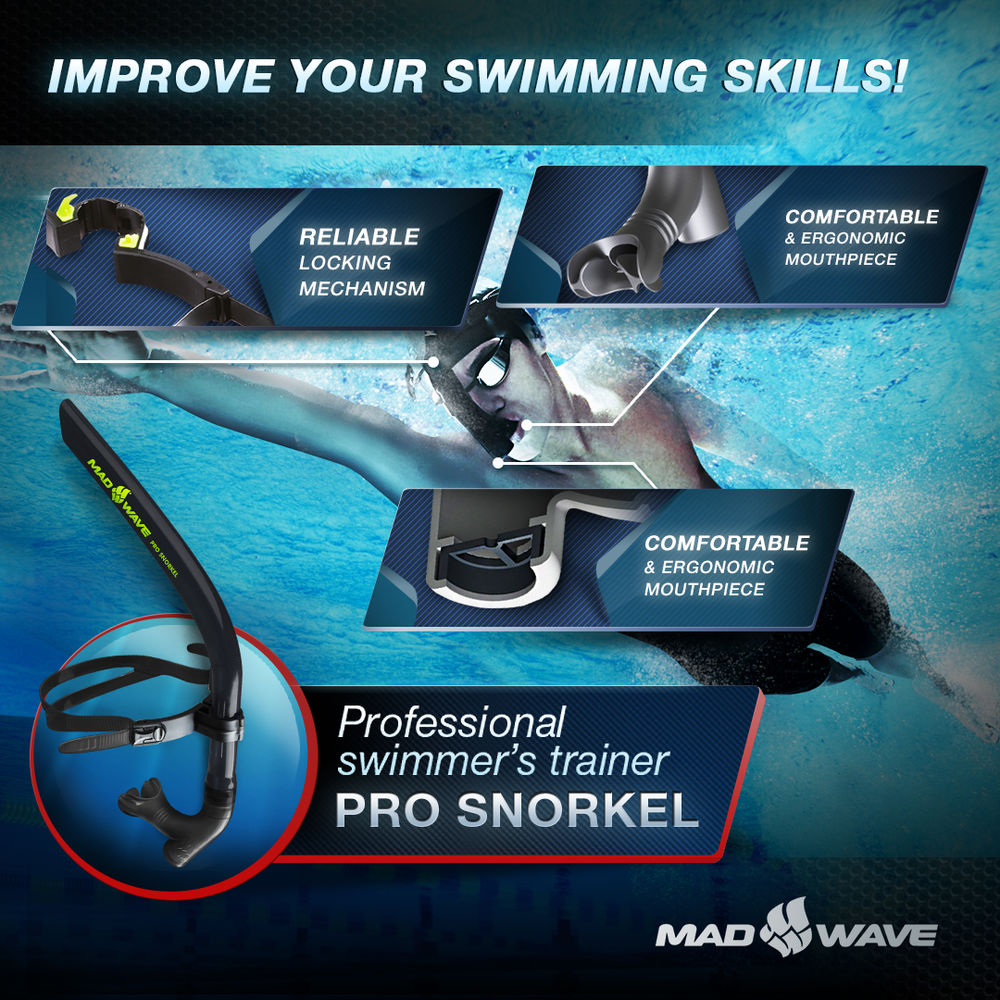 MAD WAVE RURKA CZOŁOWA SNORKEL TRAINER PRO BLACK M077301001W