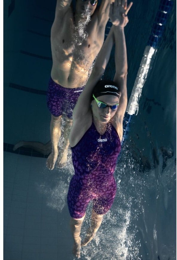 ARENA MĘSKI STRÓJ STARTOWY POWERSKIN CARBON AIR2 LEOPARD VIOLET JAMMER