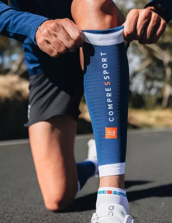 COMPRESSPORT OPASKI NA ŁYDKI R2 3.0  BLUE WHITE